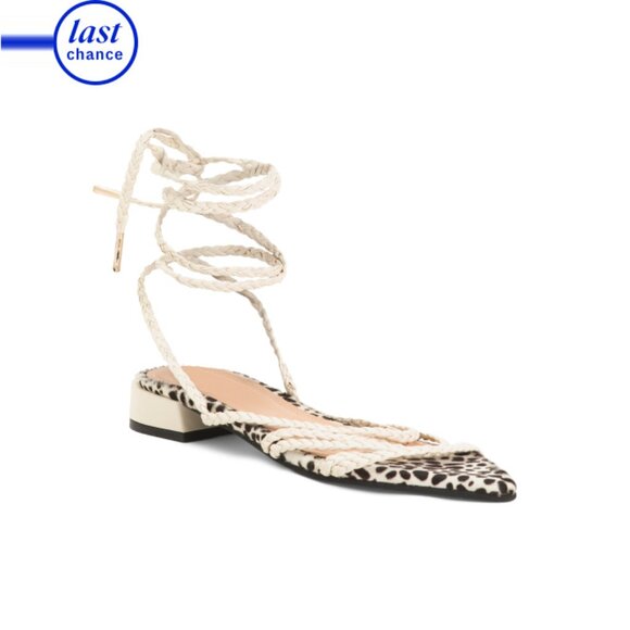 ALTA Off White Made In Colombia Leather Trianna Ankle Wrap Sandals - Picture 1 of 2